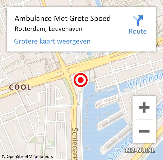 Locatie op kaart van de 112 melding: Ambulance Met Grote Spoed Naar Rotterdam, Leuvehaven op 27 april 2024 20:42