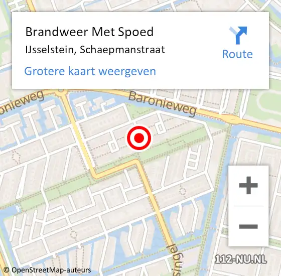 Locatie op kaart van de 112 melding: Brandweer Met Spoed Naar IJsselstein, Schaepmanstraat op 3 oktober 2014 21:18