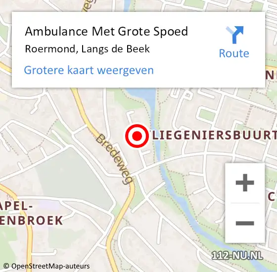 Locatie op kaart van de 112 melding: Ambulance Met Grote Spoed Naar Roermond, Langs de Beek op 27 april 2024 20:51