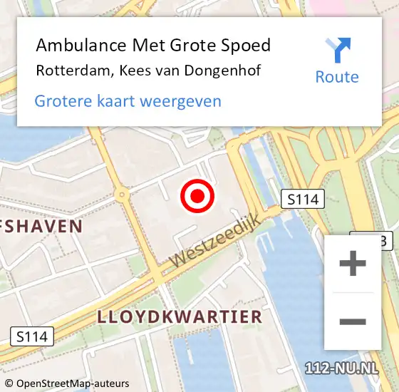Locatie op kaart van de 112 melding: Ambulance Met Grote Spoed Naar Rotterdam, Kees van Dongenhof op 27 april 2024 20:52