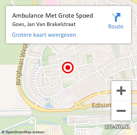 Locatie op kaart van de 112 melding: Ambulance Met Grote Spoed Naar Goes, Jan Van Brakelstraat op 3 oktober 2014 21:19