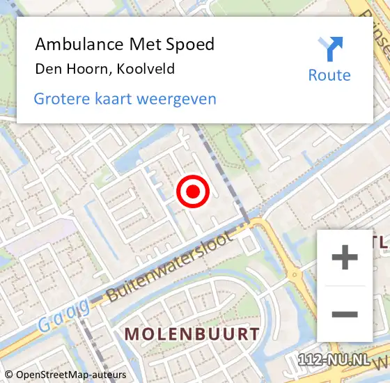 Locatie op kaart van de 112 melding: Ambulance Met Spoed Naar Den Hoorn, Koolveld op 27 april 2024 21:07