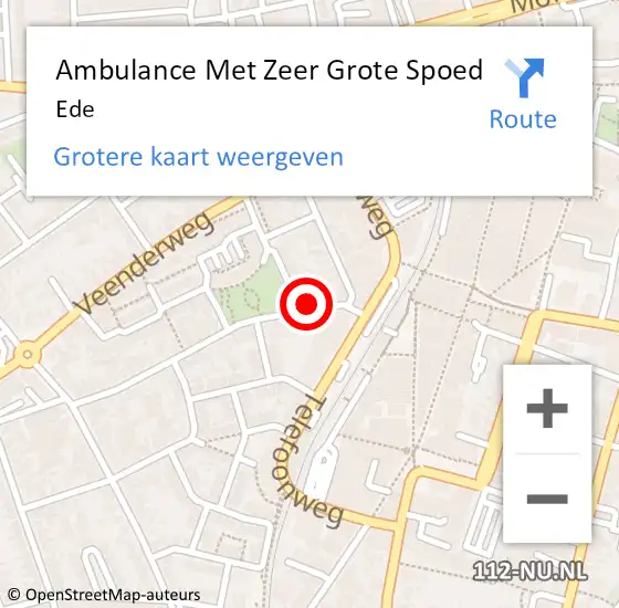 Locatie op kaart van de 112 melding: Ambulance Met Zeer Grote Spoed Naar Ede op 27 april 2024 21:08