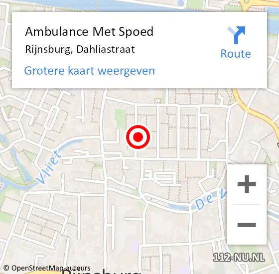 Locatie op kaart van de 112 melding: Ambulance Met Spoed Naar Rijnsburg, Dahliastraat op 27 april 2024 21:20
