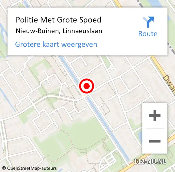 Locatie op kaart van de 112 melding: Politie Met Grote Spoed Naar Nieuw-Buinen, Linnaeuslaan op 27 april 2024 21:42