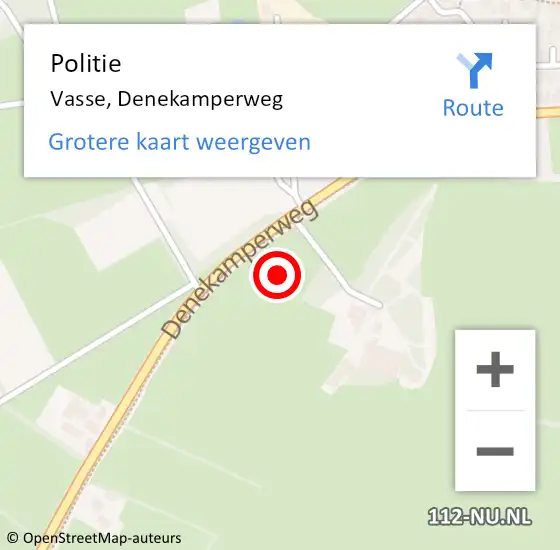 Locatie op kaart van de 112 melding: Politie Vasse, Denekamperweg op 27 april 2024 21:46