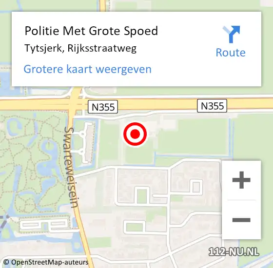 Locatie op kaart van de 112 melding: Politie Met Grote Spoed Naar Tytsjerk, Rijksstraatweg op 27 april 2024 21:47