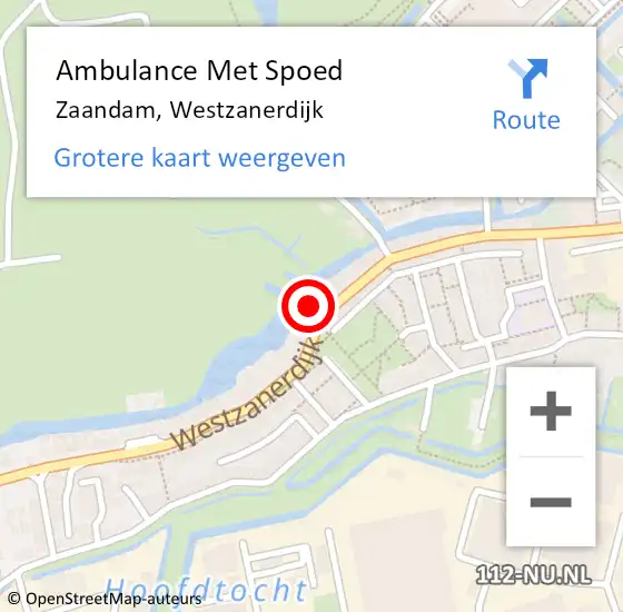 Locatie op kaart van de 112 melding: Ambulance Met Spoed Naar Zaandam, Westzanerdijk op 27 april 2024 21:47