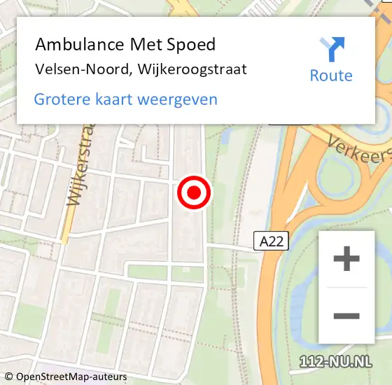 Locatie op kaart van de 112 melding: Ambulance Met Spoed Naar Velsen-Noord, Wijkeroogstraat op 27 april 2024 21:54