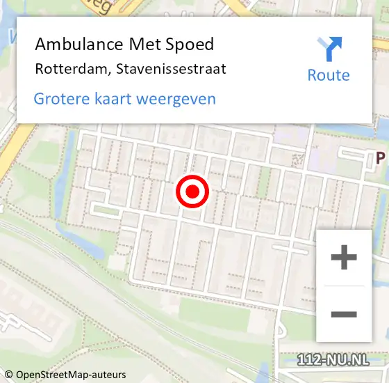 Locatie op kaart van de 112 melding: Ambulance Met Spoed Naar Rotterdam, Stavenissestraat op 27 april 2024 22:04