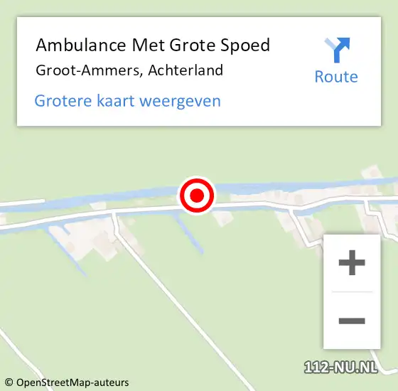 Locatie op kaart van de 112 melding: Ambulance Met Grote Spoed Naar Groot-Ammers, Achterland op 27 april 2024 22:15