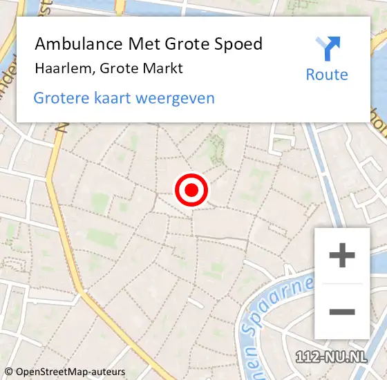 Locatie op kaart van de 112 melding: Ambulance Met Grote Spoed Naar Haarlem, Grote Markt op 27 april 2024 22:21