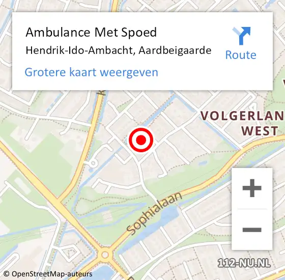 Locatie op kaart van de 112 melding: Ambulance Met Spoed Naar Hendrik-Ido-Ambacht, Aardbeigaarde op 27 april 2024 22:28
