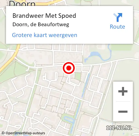 Locatie op kaart van de 112 melding: Brandweer Met Spoed Naar Doorn, de Beaufortweg op 27 april 2024 22:33