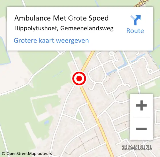 Locatie op kaart van de 112 melding: Ambulance Met Grote Spoed Naar Hippolytushoef, Gemeenelandsweg op 27 april 2024 22:35