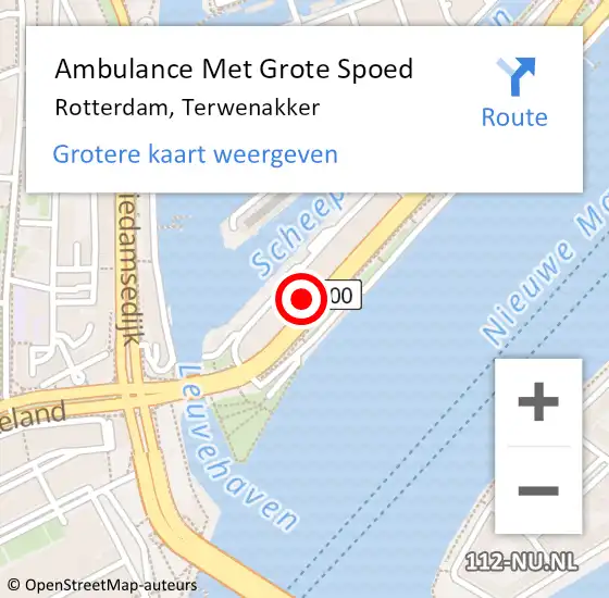 Locatie op kaart van de 112 melding: Ambulance Met Grote Spoed Naar Rotterdam, Terwenakker op 27 april 2024 22:40