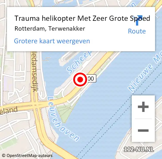 Locatie op kaart van de 112 melding: Trauma helikopter Met Zeer Grote Spoed Naar Rotterdam, Terwenakker op 27 april 2024 22:49