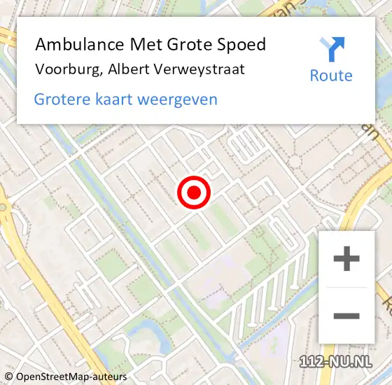 Locatie op kaart van de 112 melding: Ambulance Met Grote Spoed Naar Voorburg, Albert Verweystraat op 27 april 2024 22:50