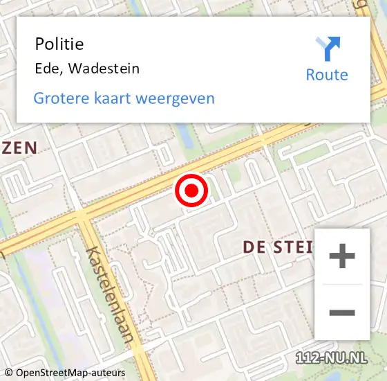 Locatie op kaart van de 112 melding: Politie Ede, Wadestein op 27 april 2024 22:50