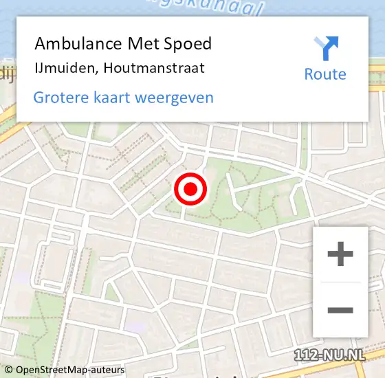 Locatie op kaart van de 112 melding: Ambulance Met Spoed Naar IJmuiden, Houtmanstraat op 27 april 2024 22:53