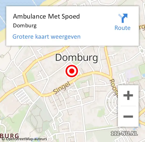 Locatie op kaart van de 112 melding: Ambulance Met Spoed Naar Domburg op 27 april 2024 23:00