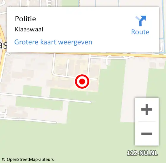 Locatie op kaart van de 112 melding: Politie Klaaswaal op 27 april 2024 23:12