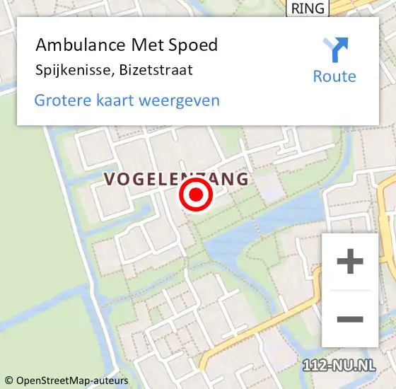 Locatie op kaart van de 112 melding: Ambulance Met Spoed Naar Spijkenisse, Bizetstraat op 27 april 2024 23:20