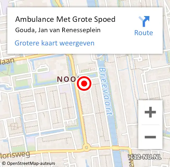 Locatie op kaart van de 112 melding: Ambulance Met Grote Spoed Naar Gouda, Jan van Renesseplein op 27 april 2024 23:20