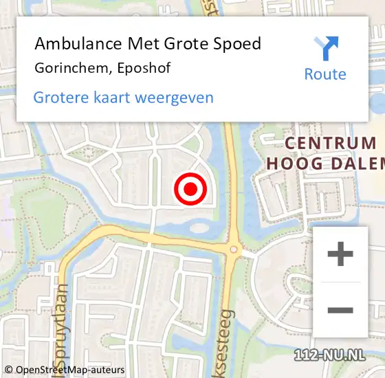 Locatie op kaart van de 112 melding: Ambulance Met Grote Spoed Naar Gorinchem, Eposhof op 27 april 2024 23:34