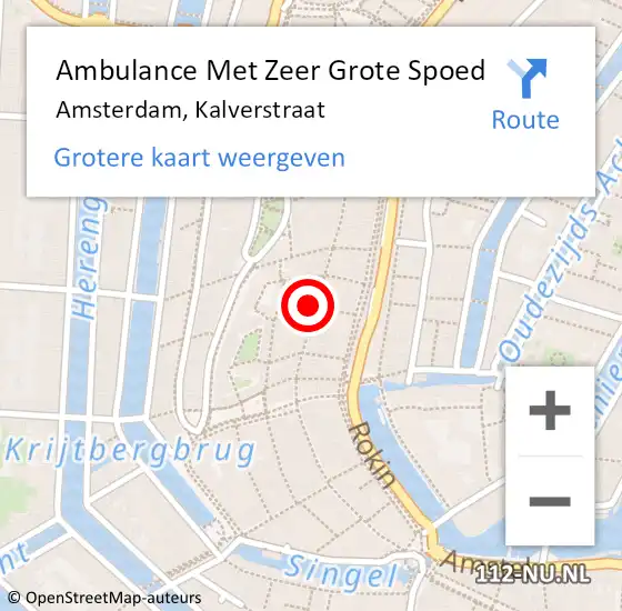 Locatie op kaart van de 112 melding: Ambulance Met Zeer Grote Spoed Naar Amsterdam, Kalverstraat op 27 april 2024 23:35
