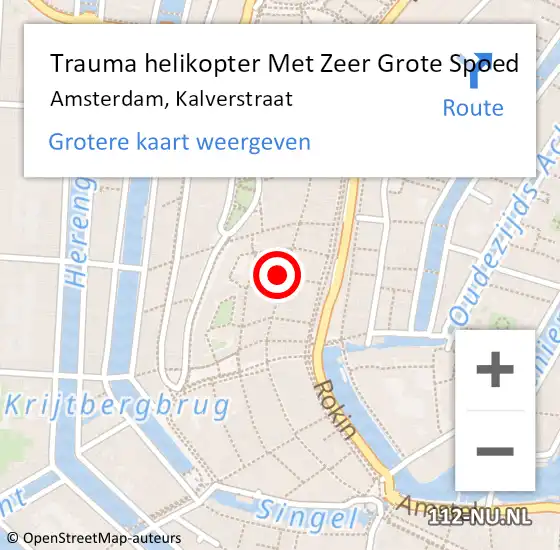 Locatie op kaart van de 112 melding: Trauma helikopter Met Zeer Grote Spoed Naar Amsterdam, Kalverstraat op 27 april 2024 23:35
