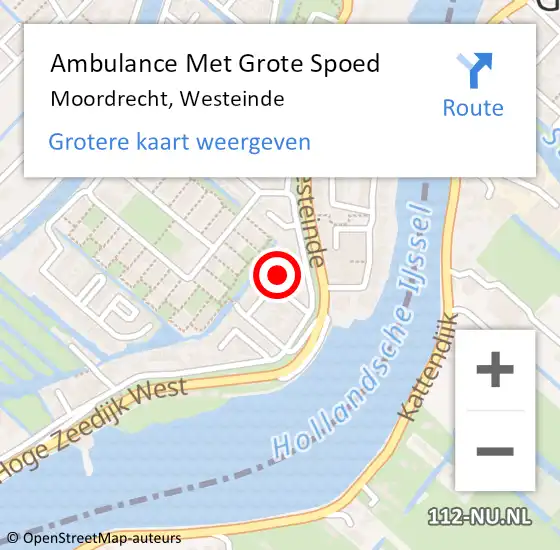 Locatie op kaart van de 112 melding: Ambulance Met Grote Spoed Naar Moordrecht, Westeinde op 27 april 2024 23:38