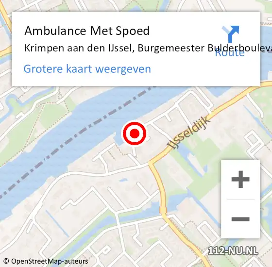 Locatie op kaart van de 112 melding: Ambulance Met Spoed Naar Krimpen aan den IJssel, Burgemeester Bulderboulevard op 27 april 2024 23:40