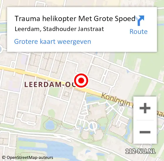 Locatie op kaart van de 112 melding: Trauma helikopter Met Grote Spoed Naar Leerdam, Stadhouder Janstraat op 27 april 2024 23:47