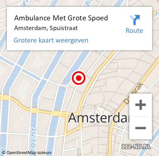 Locatie op kaart van de 112 melding: Ambulance Met Grote Spoed Naar Amsterdam, Spuistraat op 27 april 2024 23:47