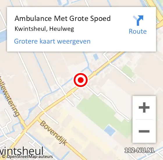 Locatie op kaart van de 112 melding: Ambulance Met Grote Spoed Naar Kwintsheul, Heulweg op 27 april 2024 23:49
