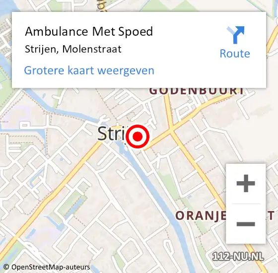 Locatie op kaart van de 112 melding: Ambulance Met Spoed Naar Strijen, Molenstraat op 27 april 2024 23:50