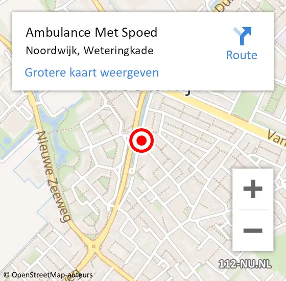 Locatie op kaart van de 112 melding: Ambulance Met Spoed Naar Noordwijk, Weteringkade op 27 april 2024 23:54