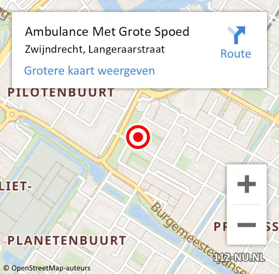 Locatie op kaart van de 112 melding: Ambulance Met Grote Spoed Naar Zwijndrecht, Langeraarstraat op 27 april 2024 23:54