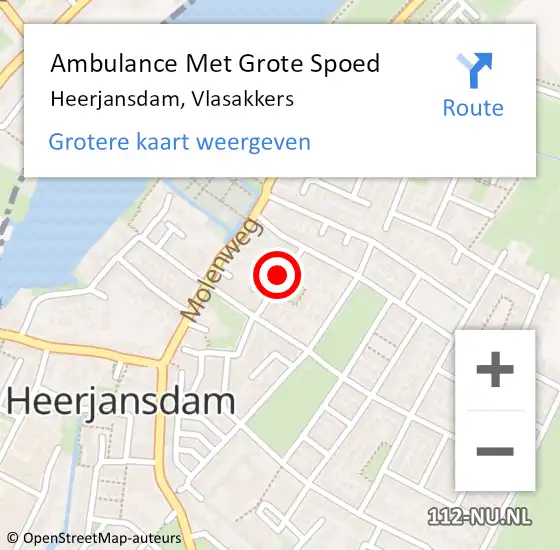 Locatie op kaart van de 112 melding: Ambulance Met Grote Spoed Naar Heerjansdam, Vlasakkers op 27 april 2024 23:59