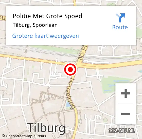 Locatie op kaart van de 112 melding: Politie Met Grote Spoed Naar Tilburg, Spoorlaan op 28 april 2024 00:01