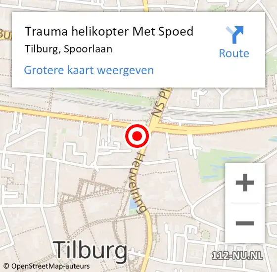 Locatie op kaart van de 112 melding: Trauma helikopter Met Spoed Naar Tilburg, Spoorlaan op 28 april 2024 00:02