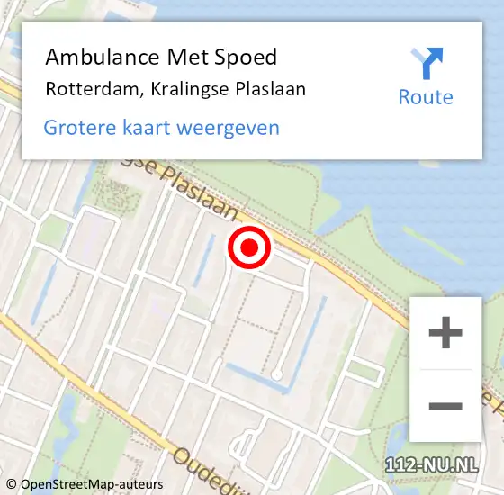 Locatie op kaart van de 112 melding: Ambulance Met Spoed Naar Rotterdam, Kralingse Plaslaan op 28 april 2024 00:07
