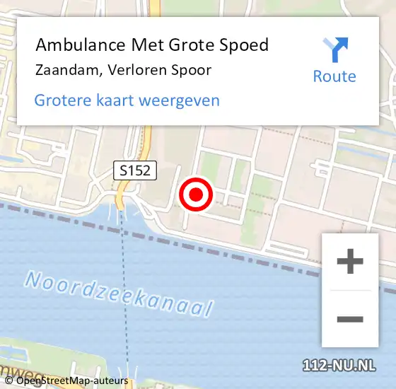 Locatie op kaart van de 112 melding: Ambulance Met Grote Spoed Naar Zaandam, Verloren Spoor op 28 april 2024 00:15