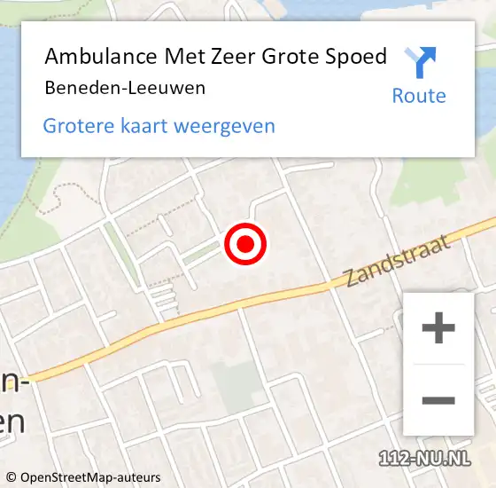 Locatie op kaart van de 112 melding: Ambulance Met Zeer Grote Spoed Naar Beneden-Leeuwen op 28 april 2024 00:19