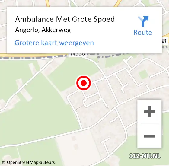 Locatie op kaart van de 112 melding: Ambulance Met Grote Spoed Naar Angerlo, Akkerweg op 3 oktober 2014 21:49