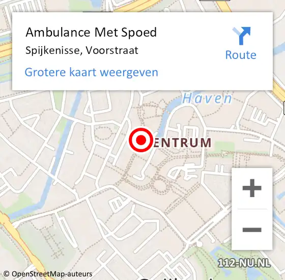Locatie op kaart van de 112 melding: Ambulance Met Spoed Naar Spijkenisse, Voorstraat op 28 april 2024 00:29