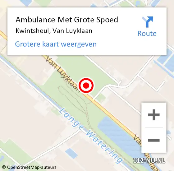 Locatie op kaart van de 112 melding: Ambulance Met Grote Spoed Naar Kwintsheul, Van Luyklaan op 28 april 2024 00:34
