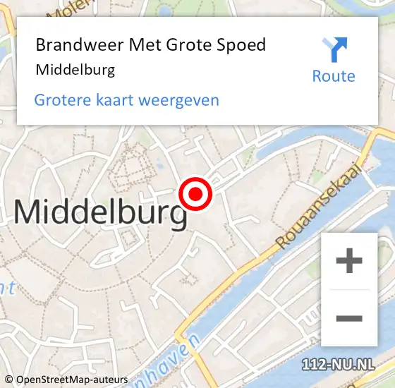 Locatie op kaart van de 112 melding: Brandweer Met Grote Spoed Naar Middelburg op 28 april 2024 01:41