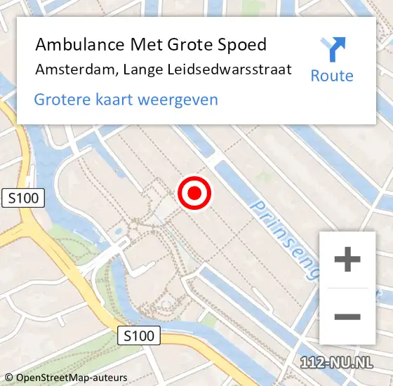 Locatie op kaart van de 112 melding: Ambulance Met Grote Spoed Naar Amsterdam, Lange Leidsedwarsstraat op 28 april 2024 02:12